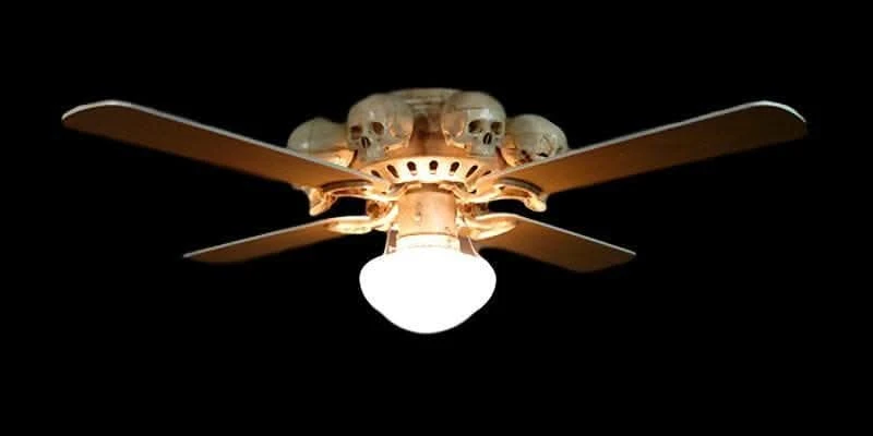 "Ceiling Fan With 8 Small Skulls And Light" Haunted House Lighting