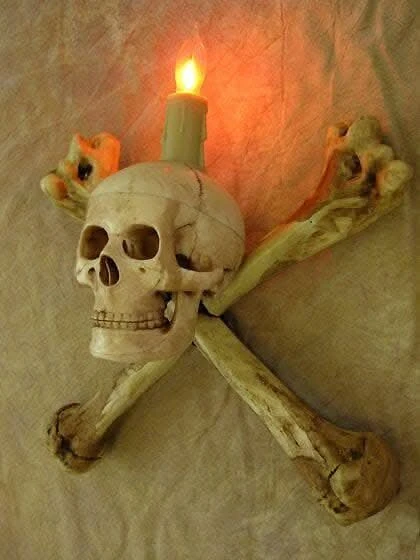 "Humerus Bone Wall Sconce With 3 Inch Skull" Haunted House Lighting - Image 2