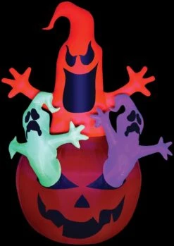 "Pumpkin With Neon Ghost" Air-Blown Inflatable Hallloween Decoration