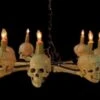 "Wagon Wheel Skull Chandelier" Haunted House Lighting